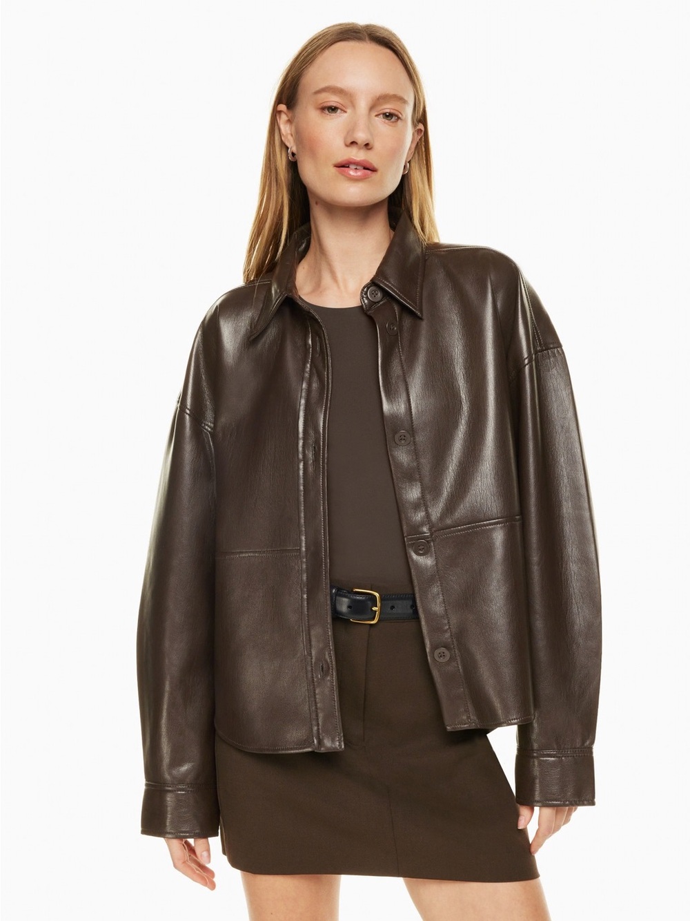 Aritzia Babaton Pelli Hip Vegan Leather Shirt Jacket - Size L